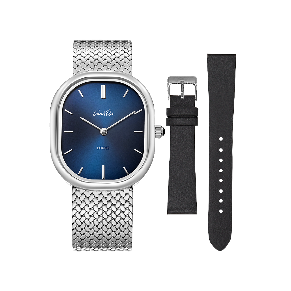 Ven&Qu Louise men's watch, silver and blue with silver-toned metal band – additional photo 12
