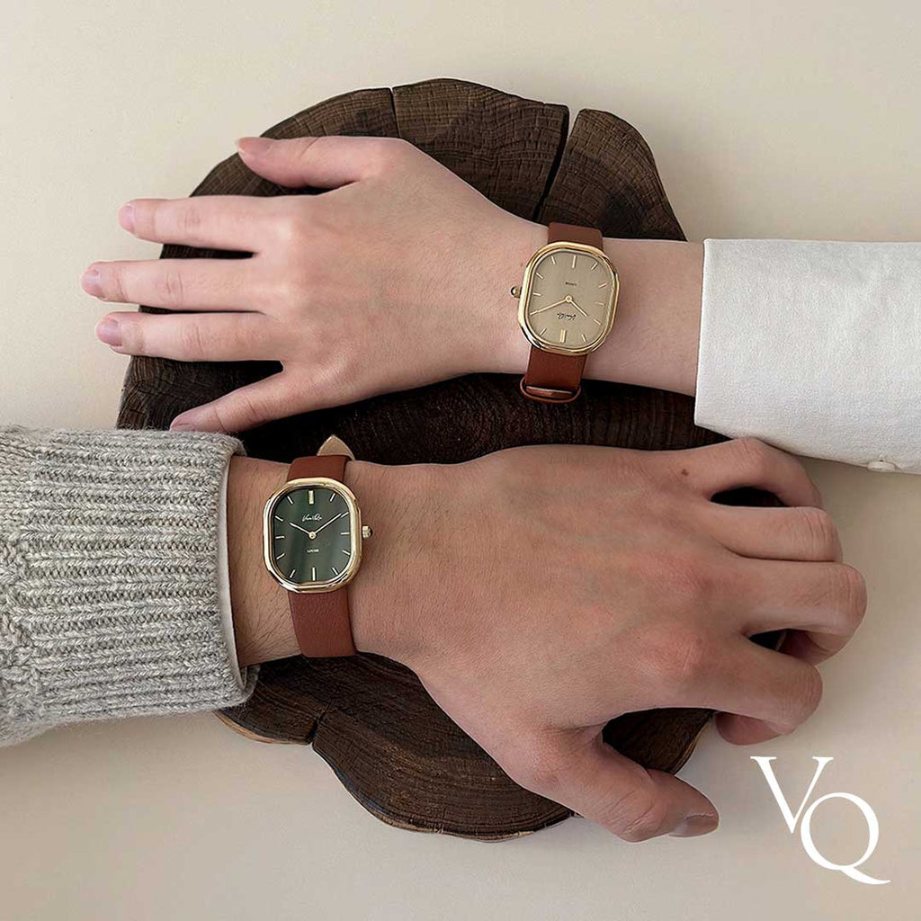 Louise-Gold/Vintage Green (unisex) (Brown leather)