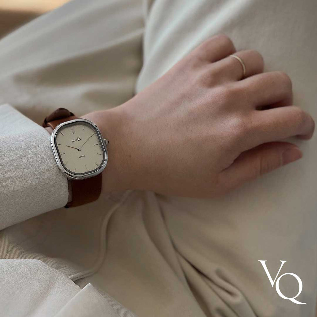 Louise-Silver/Vintage Ivory (uniseks) (Kulit coklat)