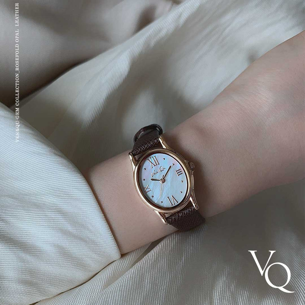 Gem-Rosegold/Opal (Espresso Saffiano-skinn)